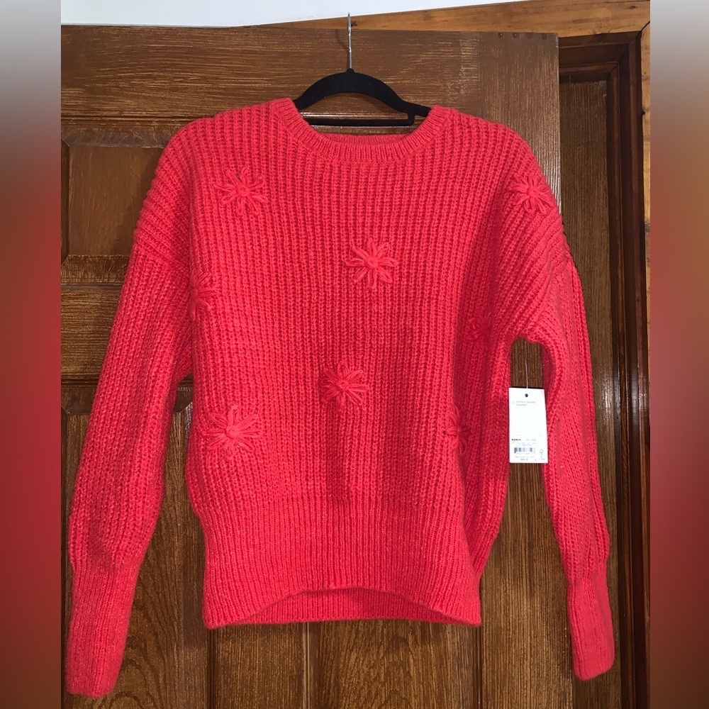 Sonoma Red Embroidered Crew Neck Sweater 
Size Large